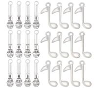 SUNNYCLUE 1 Box 60Pcs 2 Styles Music Themed Charms Musical charms Tiny Delicate Vintage Silver Microphone Band Note Pendants for Jewellery Making Supplies DIY Crafting Necklace Bracelet Earring Women