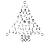 SUNNYCLUE 1 Box 60Pcs 20 Styles Alloy Christmas Charms Bulk Tibetan Style Snowflake Pendants Holiday Theme Reindeer Jingle Bells Charms for Crafts Making Spplies, Antique Silver
