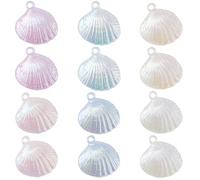 SUNNYCLUE 1 Box 60Pcs 6 Colors Shell Charms Bulk Ocean Animals Charm Multicolored Resin Plating Opaque Acrylic Seashell Plastic Charms for jewellery Making Charms DIY Necklace Bracelet Supplies Craft
