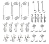 SUNNYCLUE 1 Box 60Pcs 6 Styles Golfing Charm Metal Sports Charms Bulk Assorted Antique Silver Alloy Tibetan Sport Equipment Spirit Golf Charm for Jewellery Making Charms Earring DIY Crafts Accessories