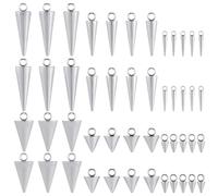 SUNNYCLUE 1 Box 60Pcs 6 Styles Silver Spike Charm Stainless Steel Cone Charms Bulk Metal Gothic Tibetan Vintage Punk Circular Spikes Pendants for Jewelry Making Earrings Necklaces DIY Craft Supplies
