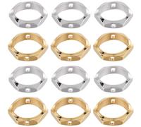 SUNNYCLUE 1 Box 60Pcs Brass Bead Frames Silver Spacer Bead Frame Hexagon Hollow Metal Brass Small Real 24K Gold Plated Spacer Beads Frame for jewellery Making Beads Supplies DIY Necklace Bracelet