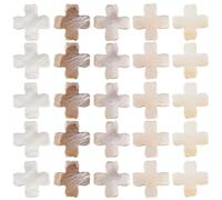SUNNYCLUE 1 Box 60Pcs Cross Shell Beads White Mother of Pearl Beads Bulk Crucifix Lace Easter Square Natural Seashell Small Crosses Spacers for Jewellery Making Supplies DIY Necklace Bracelet Women