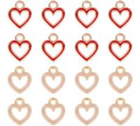 SUNNYCLUE 1 Box 60Pcs Enamel Hearts Charm Alloy Heart Charms Love Small Valentine's Day Gold Rose Red Pink Hollow Charm for jewellery Making Charms Necklace Bracelet DIY Crafting Women Mother's Day