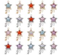 SUNNYCLUE 1 Box 60Pcs Five Pointed Star Charm Rhinestone Star Charms Alloy Acrylic Diamond Pentagram Celestial Pendants for Necklace Earrings Bracelets Keychains Jewellery Making Crafts Accessories