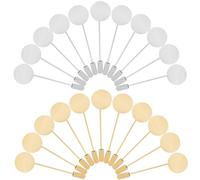 SUNNYCLUE 1 Box 60Pcs Flat Round Stick Pin Silver Brooch Stick Pin Gold Brass Safety Tray Lapel Pin Findings Base Settings Brooch Pins Needle for Crafts Suit Tie Hat Scarf DIY Jewelry Accessories