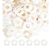 SUNNYCLUE 1 Box 60pcs Freshwater Shell Beads Shell Flower Beads Natural Hollow Floral Shapes Frames Strands Loose Spacer Bead for Jewellery Making Bracelet Necklace Women Adult Decoration Crafts