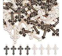 SUNNYCLUE 1 Box 60Pcs Gothic Cross Charms Enamel Crucifix Charm Bulk Alloy Dripp Oil Easter Gold Mini Crosses Pendants for Jewellery Making Findings Necklace Bracelet Earrings Key Chain DIY