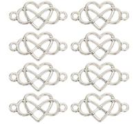 SUNNYCLUE 1 Box 60Pcs Heart Link Charms Love Connector Charm Bulk Antique Silver Mini Hearts Valentine Links Infinity Connectors for Jewelry Making Charms Women DIY Necklace Bracelet Earrings Crafts