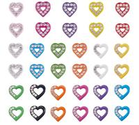 SUNNYCLUE 1 Box 60Pcs Heart Slider Charm Rhinestone Slide Charms Metal Alloy Full Crystal Random Love 8mm Hole Loose Beads for Jewellery Making Supplies Valentines Bracelets Wristbands DIY Crafts
