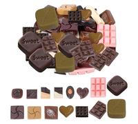 SUNNYCLUE 1 Box 60Pcs Mini Resin Chocolate Chocolate Charm Bulk 3D Cute Pink White Small Faux Imitation Sweet Dessert Food Decor Cabochon Charms for Home Office Kitchen Desk Decoration Supplies Women