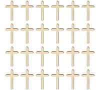 SUNNYCLUE 1 Box 60pcs Real 18K Gold Plated Brass Cross Charms rosary charms gold Small Tiny Metal Golden Easter Crucifix Spacer Charm for Jewellery Making Charms Christmas Day Home Party Supplies