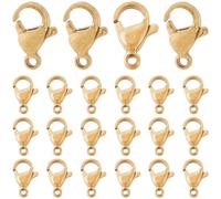 SUNNYCLUE 1 Box 60Pcs Real 18K Gold Plated Stainless Steel Lobster Claw Clasps 12x7mm Mini Small Jewellery Clasps Bracelets Clips Closures Fastener Hook Clasp Lobster Clasps for Jewellery Making Kits