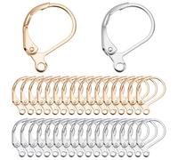 SUNNYCLUE 1 Box 60Pcs Real 24k Gold Plated & 925 Sterling Silver Plated Leverback Earring Findings Lever Back Hooks Frech Leverback Earwire Leverbacks Earring Hook for jewellery Making Accessories DIY