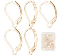 SUNNYCLUE 1 Box 60Pcs Real 24K Gold Plated Leverback Earring Findings French Earring Hooks 16.5x10mm Leverbacks Lever back Earwires for jewellery Making Women Adults DIY Dangle Earrings Supplies