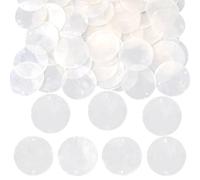 SUNNYCLUE 1 Box 60Pcs Round Capiz Shell Charms Shell Connector Charms 50mm Flat Round Summer Natural White Coin with 2 Holes Links Pendants for Jewellery Making DIY Crafts Earrings Wind Chimes Decor