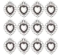 SUNNYCLUE 1 Box 60Pcs Sacred Heart Charm Heart Shaped Charms Tibetan Style Antique Silver Valentine's Day Love Alloy Pendants Charm for Jewelry Making Charms Necklace Cinco de Mayo in Mexico DIY Craft