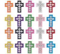 SUNNYCLUE 1 Box 60Pcs Slide Rhinestone Charms Easter Cross Beads Bulk Slide Alloy Metal Crucifix Holy Small Colorful Cross Spacers for Jewelry Making Supplies DIY Craft Bracelet Necklace Women Adults