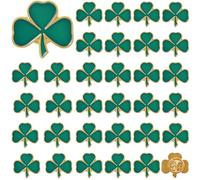 SUNNYCLUE 1 Box 60pcs St Patricks Day Pins Clover Lapel Pin Enamel Green Good Luck Ireland Lucky Irish Three Leaf Souvenir Shamrock Pin Brooches for Women Festivals Hats Backpacks Gifts Decorations