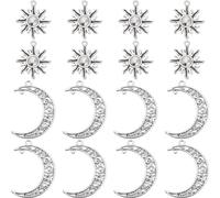 SUNNYCLUE 1 Box 60Pcs Sun Charms Silver Moon Connector Charms Large Sunflower Crescent Tibetan Bohemia Alloy Celestial Charm for Jewellery Making Charms Supplies DIY Necklace Bracelet Earrings Adult