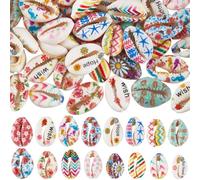 SUNNYCLUE 1 Box 64Pcs 16 Styles Natural Seashell Beads Cowrie Shells Bulk Colorful Printed Summer Ocean Beach Sea Shell Decoration Spacer Bead for Jewellery Making Necklace Bracelet Crafts Supplies