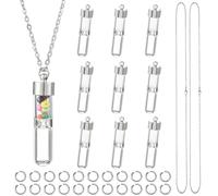 SUNNYCLUE 1 Box 64Pcs DIY 12 Sets Vial Necklace Kit Glass Bottle Necklaces Mini Hourglass Glass Vials 304 Stainless Steel Chains for Jewellery Making Kits Memorial Keepsake Perfume Hair Mud Holder