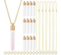 SUNNYCLUE 1 Box 64pcs Glass Bottle Necklace Making Kit Glass Bottle Charm Caps Bottles Empty Hourglass Clear Vial Charm for Jewelry Making DIY Necklaces Beads Perfume Hair Mud Holder Supplies