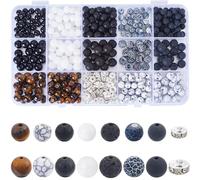 SUNNYCLUE 1 Box 6mm 8mm Natural Stone Beads Black Obsidian Beads Bulk Round Genuine Real Smooth Tiger Eye White Jade Gemstones Loose Spacer Bead for Jewellery Making DIY Necklace Bracelets Women Gift