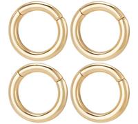 SUNNYCLUE 1 Box 6Pcs 14mm Real 18K Gold Plated Trigger Spring O Rings Round Carabiner Clip Snap Metal Spring Key Ring Buckles for jewellery Making Supplies DIY Keychain Lanyard Leather Bags Purse