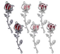 SUNNYCLUE 1 Box 6Pcs 3 Colors Rose Connector Charm Flower Links Gothic Metal Double Loops Gothic Plant Roseflower Floral Linking Charms for Jewellery Making Bracelet Necklace Earrings Valentines Decor