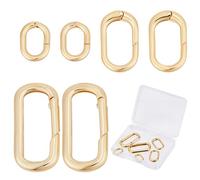 SUNNYCLUE 1 Box 6Pcs 3 Size Real 18k Gold Plated Brass Oval Key Rings Spring Gate Ring Keychain Carabiner Lock Clasps Connector Fastener for Jewellery Making Keychains Bag Purse Handbag Strap Craft