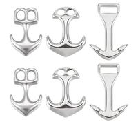 SUNNYCLUE 1 Box 6Pcs 3 Styles 304 Stainless Steel Anchor Hook Clasp Bracelet Clasp Ocean Hawaii Summer Link Leather Cord Ends Connector for Jewellery Making Adult DIY Necklace Bracelets Crafts