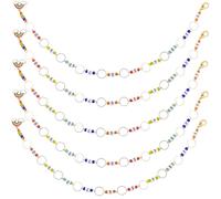 SUNNYCLUE 1 Box 6Pcs Knitting Chain Row Counters Cute Number 0~9 Beads Locking Crochet Stitch Marker Charms Enamel Rainbow Charm Removable Row Counting with Lobster Clasps for Crafts Sewing Weaving