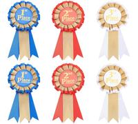 SUNNYCLUE 1 Box 6pcs Place Award Ribbons Winner Ribbons White Red Blue 1st 2nd 3rd First Second Third Winner Victory Award Prize Medal Recognition Ribbon for Sports Events Competition School Contests