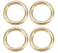 SUNNYCLUE 1 Box 6Pcs Real 18K Gold Plated Brass Spring O Ring 18mm Metal Gate Rings Round Closures Connector Fastener Clamp Clasps Snap Hooks Keyring Buckle for Key Purse Handbag DIY Craft Supplies