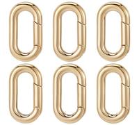 SUNNYCLUE 1 Box 6Pcs Real 18K Gold Plated Spring Keyring Buckle Thin Spring Oval Rings Connector Snap Clip Hooks Carabiner Clasps for jewellery Making Supplies DIY Keychain Lanyard Bags Purses Crafts