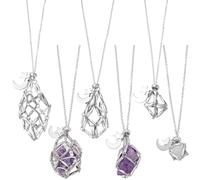 SUNNYCLUE 1 Box 6Pcs Stone Holder Necklace Crystal Cage Necklace Silver Stainless Steel Cord Empty Gemstone Replacement Pendant Chains for DIY Jewellery Making Crafts DIY Accessories Women Men Adults