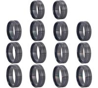 SUNNYCLUE 1 Box 7 Sizes 14Pcs Black Inlay Rings Grooved Finger Ring Bulk 8mm Wide Stainless Steel Metal Blanks Core Round Empty Resin Jewellery for Women Men Adults Fingers Crafts Findings Supplies