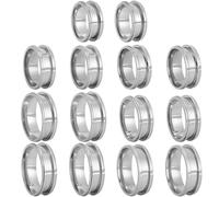 SUNNYCLUE 1 Box 7 Sizes 14Pcs Stainless Steel Inlay Rings Grooved Ring Settings Silver Lace Size 6/7/8/9/10/11/12 Core Empty Blanks Round Finger Findings for Jewellery Making Crafts Supplies Women Men