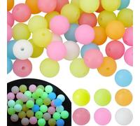 SUNNYCLUE 1 Box 70Pcs 7 Colors Glow in the Dark Beads 12mm Silicone Beads Bulk Colorful Luminous Loose Round Solar Beads for jewellery Making Bracelets Keychain Necklace Christmas Decor DIY Craft