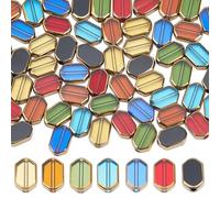 SUNNYCLUE 1 Box 70Pcs 7 Colors Rectangle Faceted Glass Beads Rectangle Crystal Beads Bulk Rectangular Colorful Gold Edge Crystal Loose Spacers for Jewellery Making Earrings Craft Bracelets Supplies