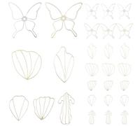 SUNNYCLUE 1 Box 70Pcs 7 Styles Flower Shaped Bezels Open Bezel Pendant Frame Silver Gold Butterfly Nuggets Leaf Iron Hollow Back Charms Findings for UV Resin Jewellery Making Earrings Necklace DIY