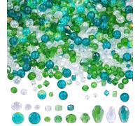 SUNNYCLUE 1 Box 710Pcs Green Glass Beads Assorted Glass Bead Kit 4 6 8mm Small Crystal Faceted Tear Drop Rondelle Square Round Loose Spacers for Bracelet Making Necklace Earring Jewellery DIY Supplies