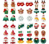 SUNNYCLUE 1 Box 72Pcs 18 Styles Christmas Resin Flatback Charms Christmas Cabochons Santa Claus Snowflake Red Winter Holiday Flat Back Charms for Crafts Embellishments Scrapbook Jewellery Making DIY