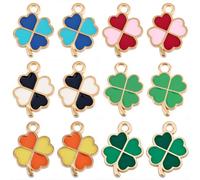 SUNNYCLUE 1 Box 72Pcs 6 Colors Four Leaf Clover Charm Bulk Shamrock Charms Saint Patrick Alloy Enamel Irish Lucky Green Leaves Pendants for Jewellery Making Earrings Necklaces Bracelets DIY Supplies