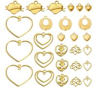 SUNNYCLUE 1 Box 72Pcs 9 Styles Heart Charms Gold Hearts Charm Bulk Alloy Flower Infinity Love Hollow Valentines Wedding Pendants for Jewellery Making Earrings Necklaces Bracelets Keychains Supplies