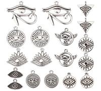 SUNNYCLUE 1 Box 72Pcs Egyptian Charms Tibetan Style Eye of Horus Charms Flat Round Evil Eye Triangle Eye Charm Eye of Ra Re Alloy Charms for jewellery Making Charm Necklace Bracelet Earrings DIY Craft