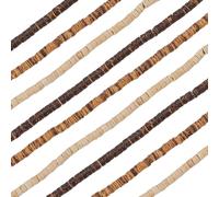 SUNNYCLUE 1 Box 750Pcs 6 Strands 3 Colors Flat Round Wooden Beads Coconut Bead Bulk White Brown Natural Wood Loose Spacer Mini Bead Strands for Jewellery Making Bracelets Necklace DIY Accessories