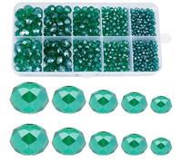 SUNNYCLUE 1 Box 780Pcs Rondelle Glasses Bead Faceted Crystal beads Dark Cyan 2mm 4mm 6mm 8mm 10mm Transparent Spacer Sparkly Diamond Cut Electroplate Beads for jewellery Making Bracelets DIY Crafts