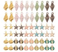 SUNNYCLUE 1 Box 78Pcs 6 Styles Beach Charm Summer Enamel Charms Bulk Colorful Metal Alloy Ocean Sea Themed Shell Conch Starfish Charm for Jewellery Making Charms Bracelet Necklace Earring DIY Crafts